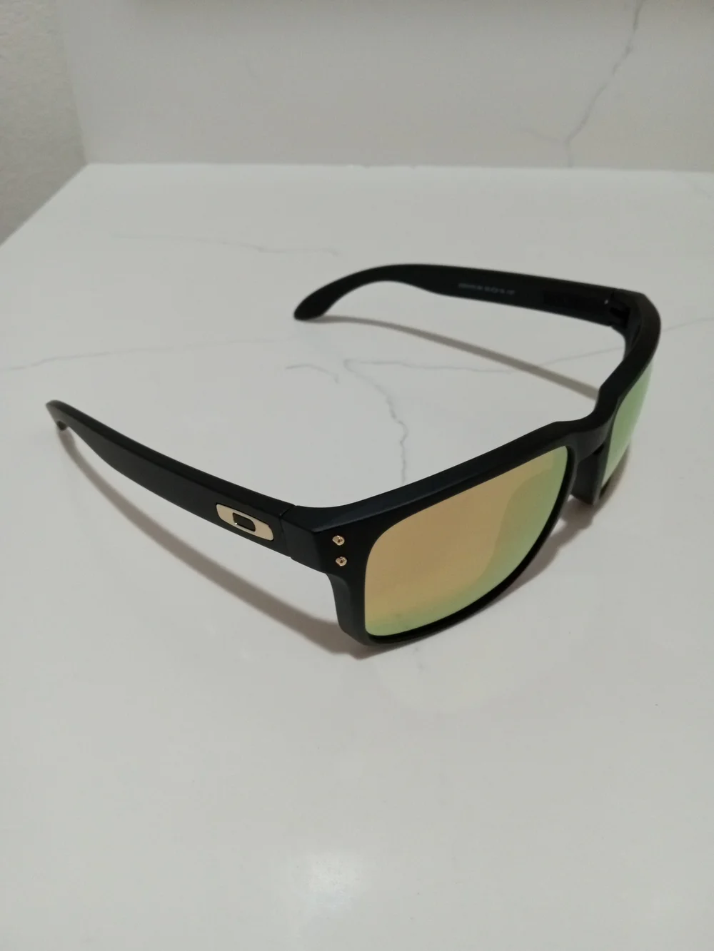 Oakley Men’s Black Sunglasses with Gold-Green Mirrored Lenses